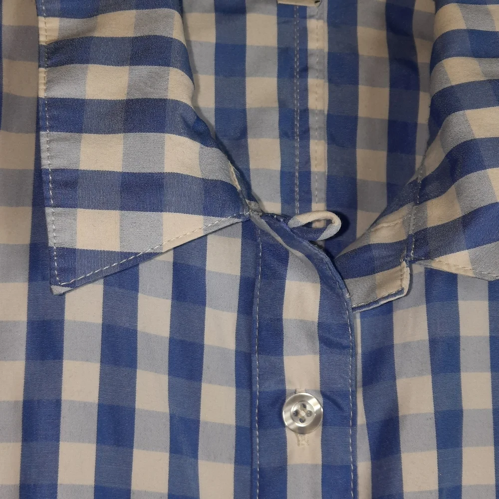 THAKOON Gingham Cotton Mini Dress Cottage Girly Prep Feminine Blue White Check S - Picture 5 of 7